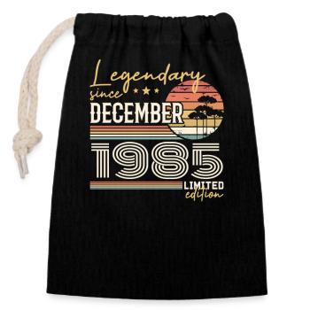 Cadeau 40e Anniversaire Décembre 1985 - Sac cadeau en coton avec cordon (14 x 20 cm) - noir - Devant