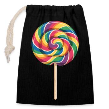 Colorful Rainbow Lollipop Spiral Look - Closable cotton gift bag (14x20cm) - black - Front
