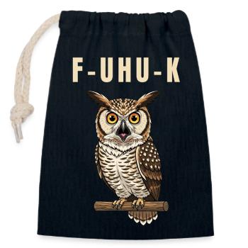 Uhu Eule Lustig Wortspiel Spruch Humor Vogel - Verschließbarer Geschenkbeutel aus Baumwolle (14x20cm) - Navy - Vorne