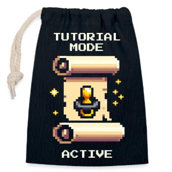 Tutorial Mode Active | Parents at the learning level - Closable cotton gift bag (14x20cm) - navy - Front