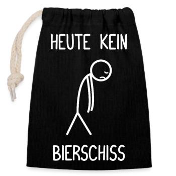 Heute kein Bierschiss Biertrinker Bierliebhaber - Verschließbarer Geschenkbeutel aus Baumwolle (14x20cm) - Schwarz - Vorne
