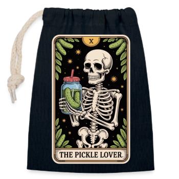 The Pickle Lover Skelett Tarot Gurke Humor - Verschließbarer Geschenkbeutel aus Baumwolle (14x20cm) - Navy - Vorne