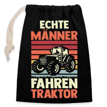 Tractor Farmer Farmer Tractor Driver Tractor - Closable cotton gift bag (14x20cm) - black - Front