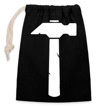 Hammer Tool Icon Minimalist - Closable cotton gift bag (14x20cm) - black - Front