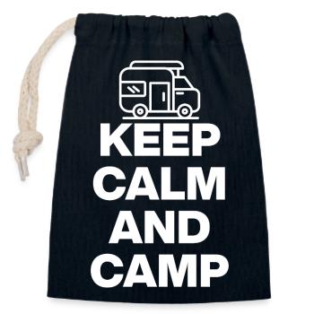 KEEP CALM AND CAMP! VANLIFE VANLOVE MOTORHOME - Closable cotton gift bag (14x20cm) - navy - Front