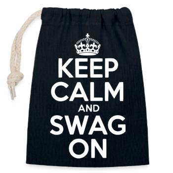 Keep Calm and Swag On - Closable cotton gift bag (14x20cm) - navy - Front