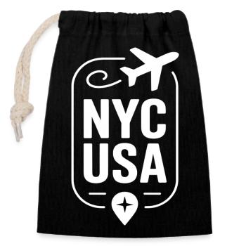 New York City USA Travel - Closable cotton gift bag (14x20cm) - black - Front