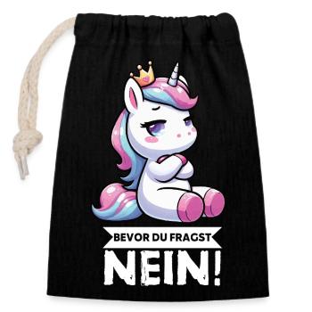 Avant que vous ne demandiez, pas de licorne licornes fan de licorne - Sac cadeau en coton avec cordon (14 x 20 cm) - noir - Devant