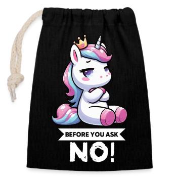 Avant que vous ne demandiez, pas de licorne licorne fan de licorne - Sac cadeau en coton avec cordon (14 x 20 cm) - noir - Devant