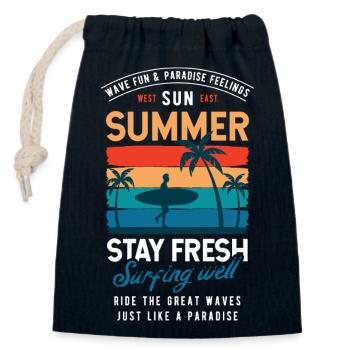 Summer Stay Fresh Surfing Vibes Graphic - Closable cotton gift bag (14x20cm) - navy - Front