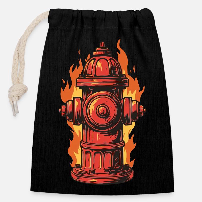 Fire Brigade Dad T-Shirt Gift Fire Brigade Fire Hydrant - Closable cotton gift bag (14x20cm) - black
