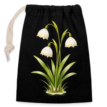 Illustration de la fleur printanière du bécher de mars - Sac cadeau en coton avec cordon (14 x 20 cm) - noir - Devant