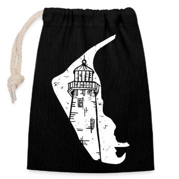 Amrum North Sea Lighthouse Silhouette Grunge - Closable cotton gift bag (14x20cm) - black - Front