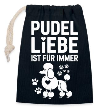  Pudel Liebe Ist Für Immer Pudel Spruch Hund - Verschließbarer Geschenkbeutel aus Baumwolle (14x20cm) - Navy - Vorne