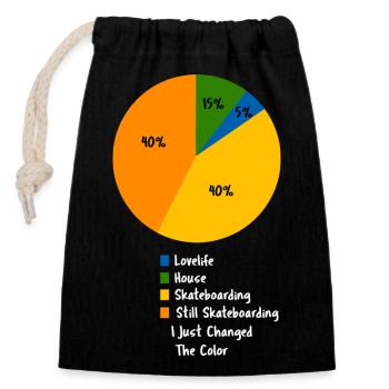 Skateboarding Pie Chart lustiger Skater-Slogan - Verschließbarer Geschenkbeutel aus Baumwolle (14x20cm) - Schwarz - Vorne