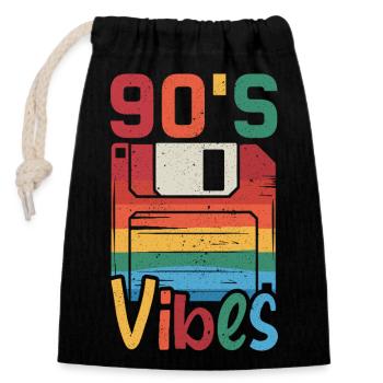 90s Vibes Cassette Retro - Closable cotton gift bag (14x20cm) - black - Front