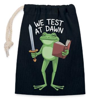 Dawn Test Frog: Sword & Scroll - Closable cotton gift bag (14x20cm) - navy - Front