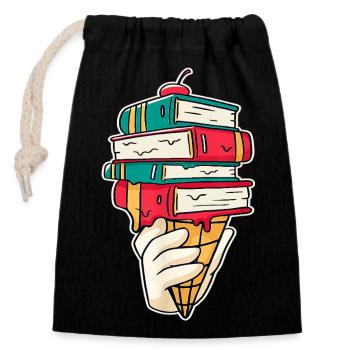 Books Cream Funny Book Lovers Summer Reading - Verschließbarer Geschenkbeutel aus Baumwolle (14x20cm) - Schwarz - Vorne