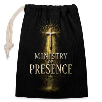 Chapelain, Clerc, Pasteur, Ministère de Présence - Sac cadeau en coton avec cordon (14 x 20 cm) - noir - Devant