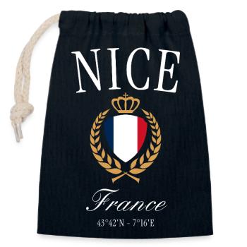 Couronne des armoiries de Nice France – Souvenir de voyage - Sac cadeau en coton avec cordon (14 x 20 cm) - bleu marine - Devant
