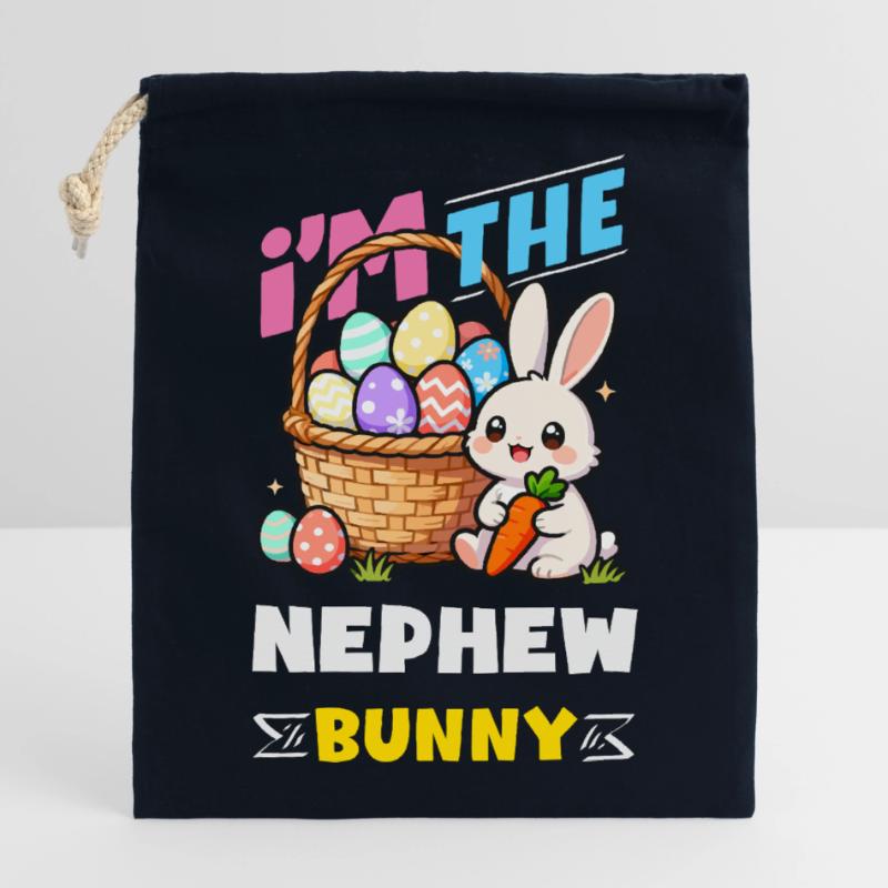 Happy Easter Sweet Easter Bunny Egg Hunt Easter Eggs Closable cotton gift bag (14x20cm)