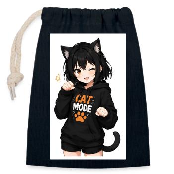 Héroïne Hoodie Mode Chat - Sac cadeau en coton avec cordon (14 x 20 cm) - bleu marine - Devant