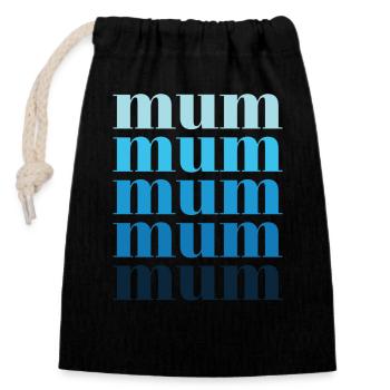 mum blue - Closable cotton gift bag (14x20cm) - black - Front