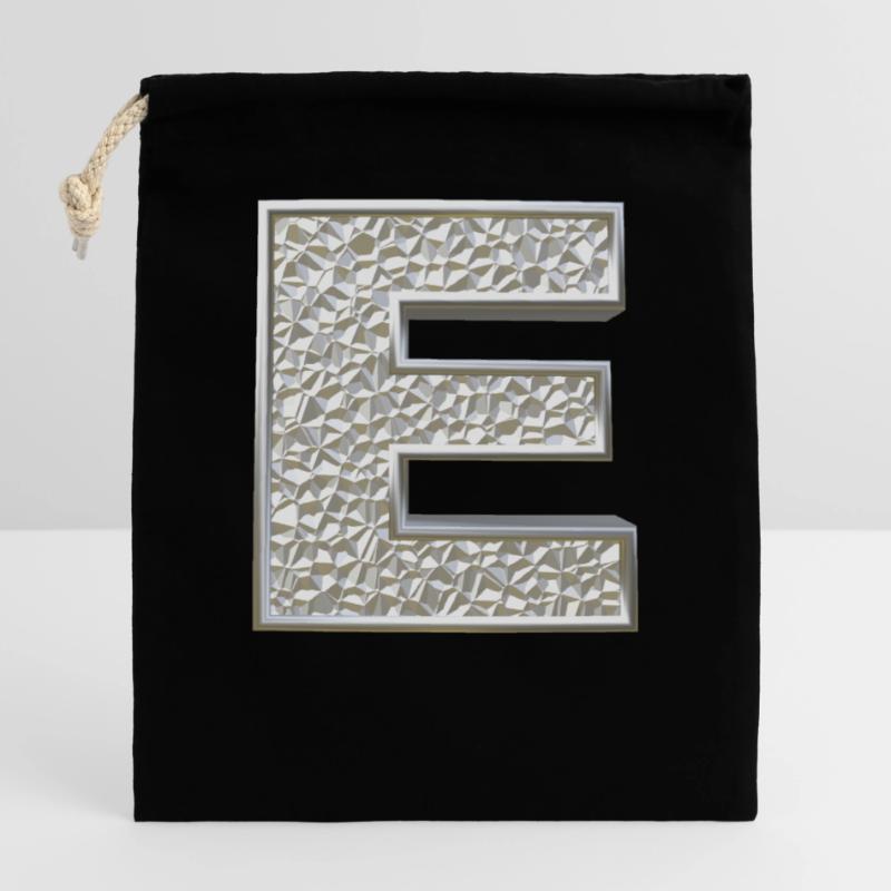 E, lettre, lettre E, initiale, initiale E, monogramme, Sac cadeau en coton avec cordon (14 x 20 cm)
