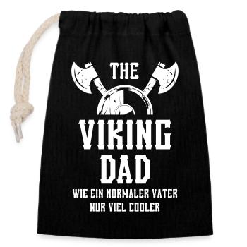 Wikinger cooler Papa Vater Viking Dad lustig Axt - Verschließbarer Geschenkbeutel aus Baumwolle (14x20cm) - Schwarz - Vorne