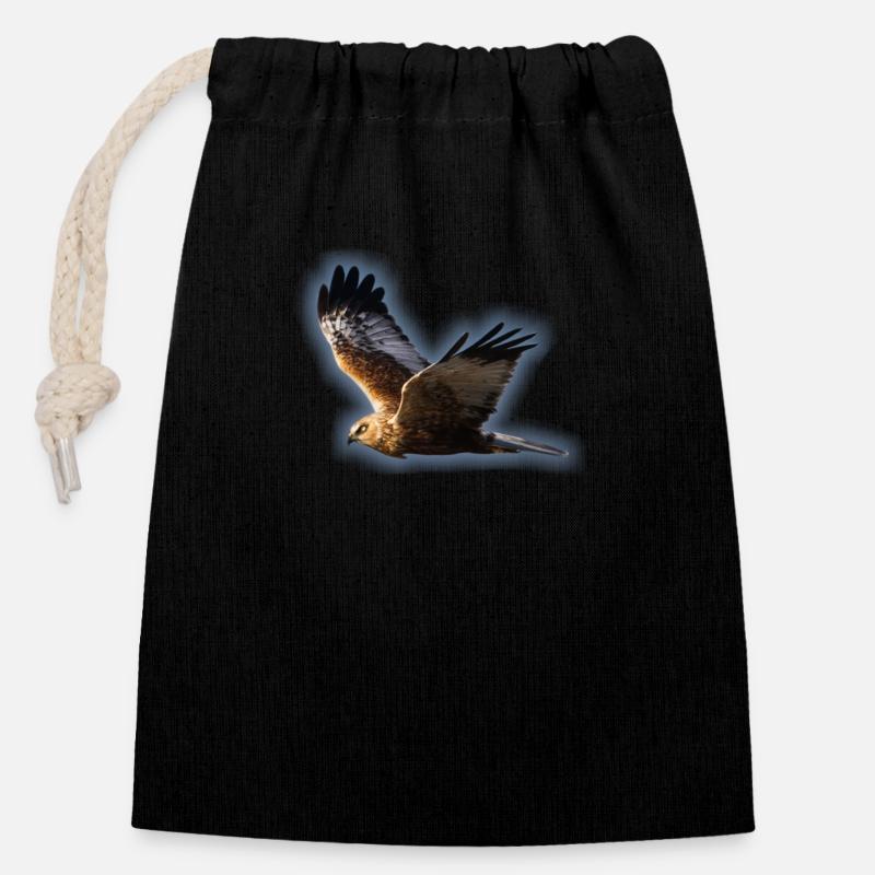 Harrier Marsh - Closable cotton gift bag (14x20cm) - black
