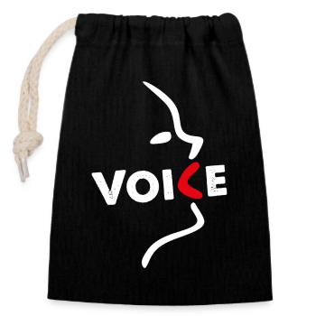 Voice - auf dunkel - Verschließbarer Geschenkbeutel aus Baumwolle (14x20cm) - Schwarz - Vorne