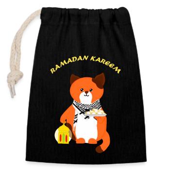 a sweet Ramadan guest - Closable cotton gift bag (14x20cm) - black - Front