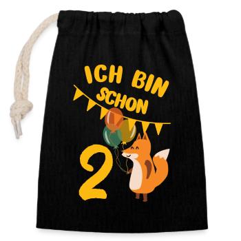 2 Geburtstag zweiten Geburtstag zum 2 Geburtstag - Verschließbarer Geschenkbeutel aus Baumwolle (14x20cm) - Schwarz - Vorne