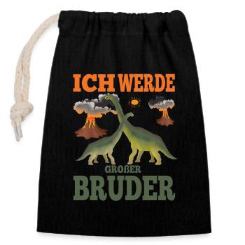 Großer Bruder Ich werde - Verschließbarer Geschenkbeutel aus Baumwolle (14x20cm) - Schwarz - Vorne