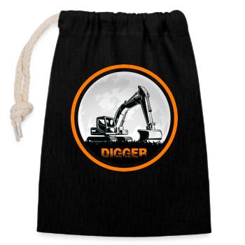 Baggerfahrer Bagger "Digger" Baggerschaufel - Verschließbarer Geschenkbeutel aus Baumwolle (14x20cm) - Schwarz - Vorne