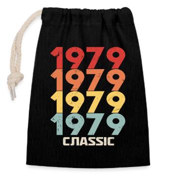 1979 Jubilé en style vintage classique 1979 - Sac cadeau en coton avec cordon (14 x 20 cm) - noir - Devant