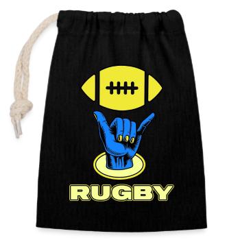 rugby rugby player rugby club - Closable cotton gift bag (14x20cm) - black - Front