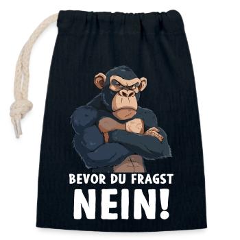 Chimpanzee Monkey Primate Before You Ask No - Closable cotton gift bag (14x20cm) - navy - Front