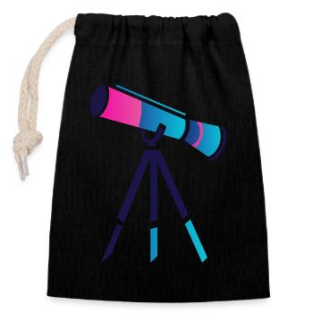 Conception de télescope plat et coloré - Sac cadeau en coton avec cordon (14 x 20 cm) - noir - Devant