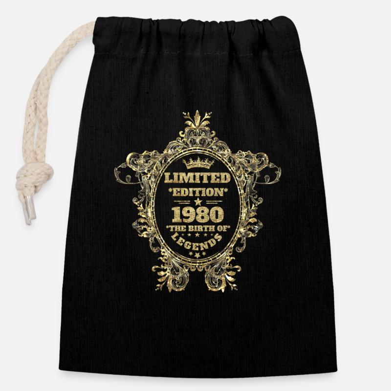 1980 - Closable cotton gift bag (14x20cm) - black