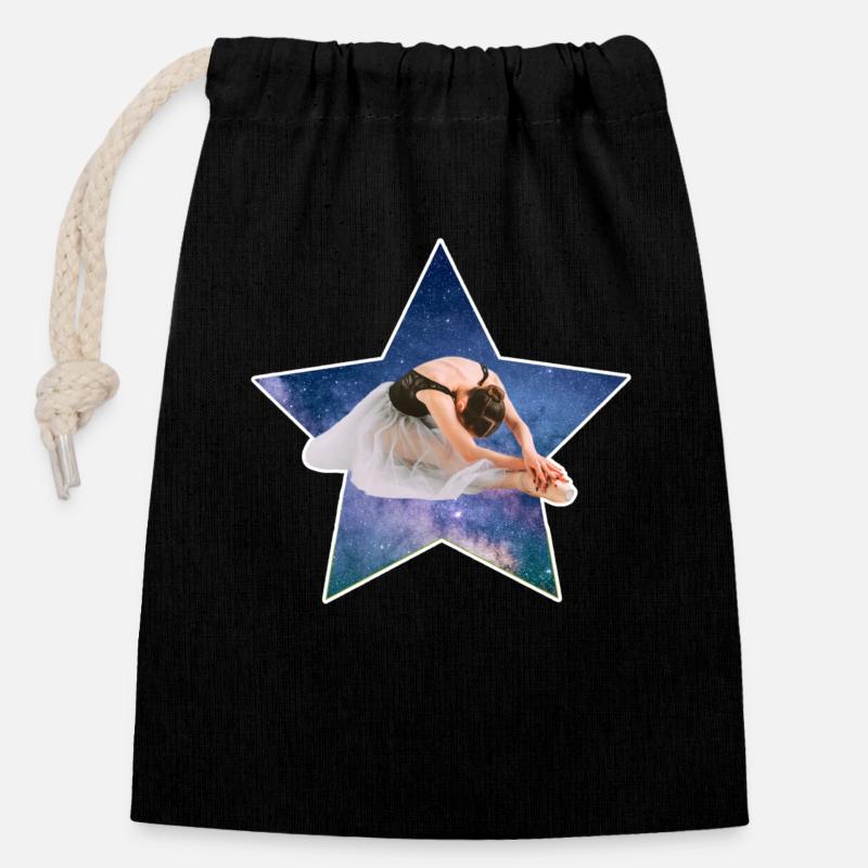 Danseuse étoile - Sac cadeau en coton avec cordon (14 x 20 cm) - noir