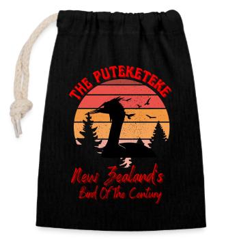 The Puteketeke New Zealand's Bird Of The Century - Closable cotton gift bag (14x20cm) - black - Front