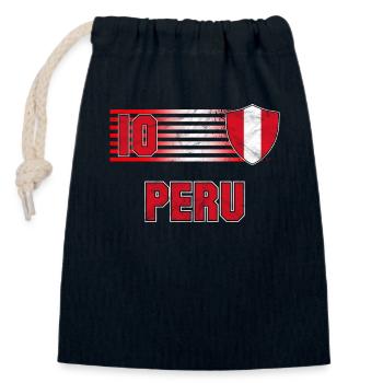 Peru - Closable cotton gift bag (14x20cm) - navy - Front