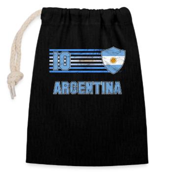 Argentinien - Verschließbarer Geschenkbeutel aus Baumwolle (14x20cm) - Schwarz - Vorne