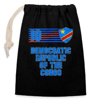 Demokratische Republik Kongo - Verschließbarer Geschenkbeutel aus Baumwolle (14x20cm) - Schwarz - Vorne