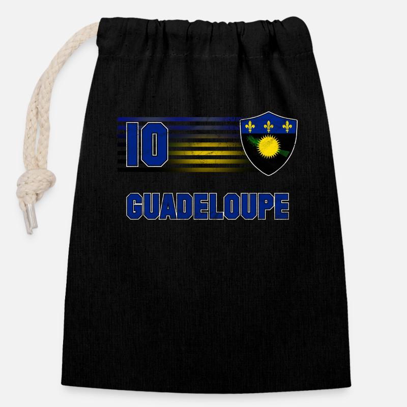 Guadeloupe - Sac cadeau en coton avec cordon (14 x 20 cm) - noir