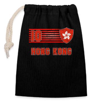 Hongkong - Verschließbarer Geschenkbeutel aus Baumwolle (14x20cm) - Schwarz - Vorne