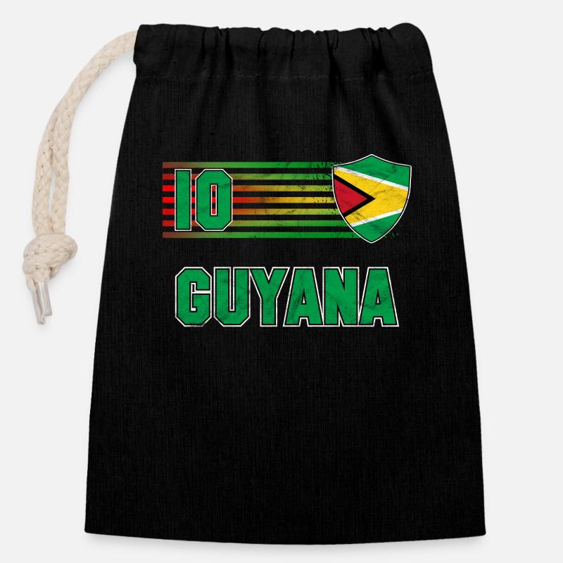 Guyana - Sac cadeau en coton avec cordon (14 x 20 cm) - noir
