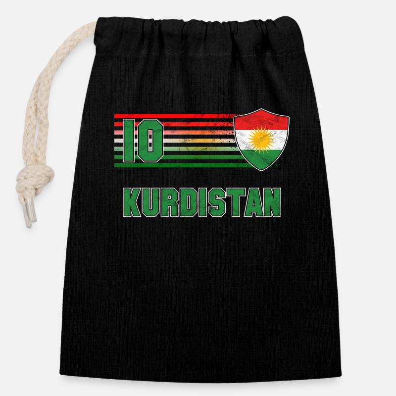 Kurdistan - Sac cadeau en coton avec cordon (14 x 20 cm) - noir
