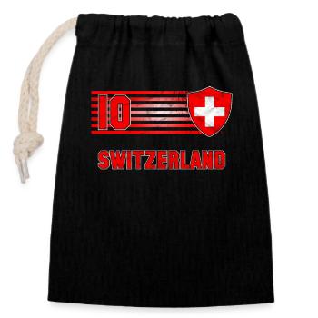 Switzerland - Closable cotton gift bag (14x20cm) - black - Front